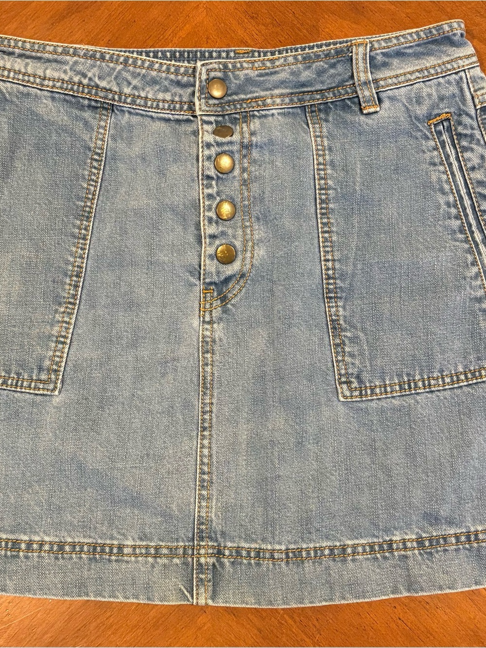 Free People Denim Skirt Snap Button-Front Size 29 NWOT